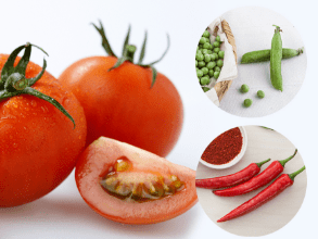 풋콩, 토마토, 고추
